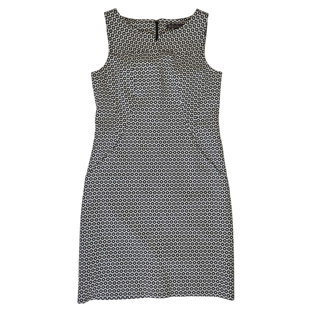 Brooks Brothers Geometric Jacquard Black & White Pattern Shift Dress Size 6